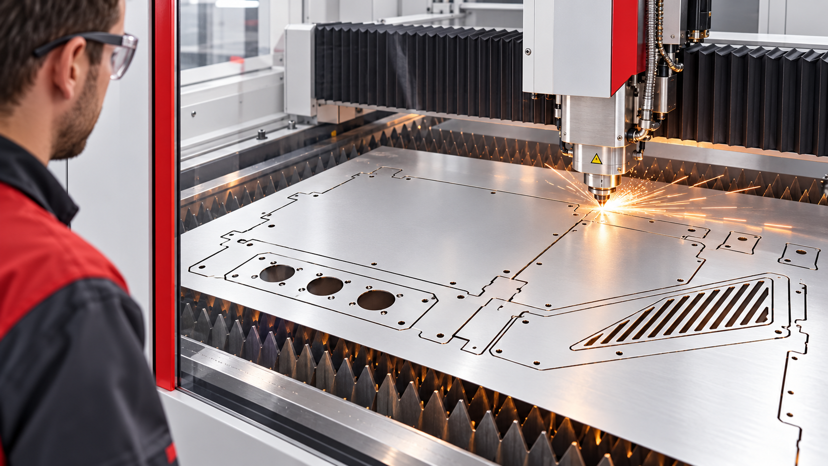 Laser cutting manufacturing illustration